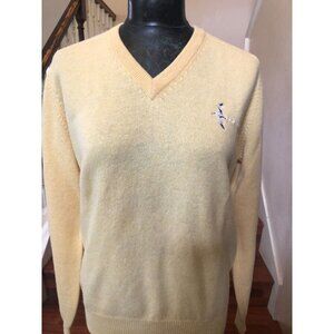 Archie Brown & Son Women's Yellow Sweater V-Neck Pure Scottish Lambs Wool Medium